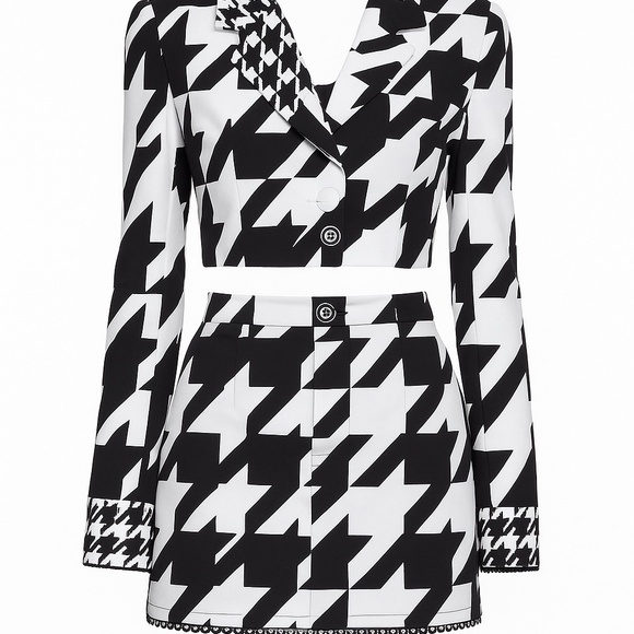 Dolls Kill Friendly Fashionista Houndstooth Blazer + Skirt Set (XS) - Picture 3 of 3